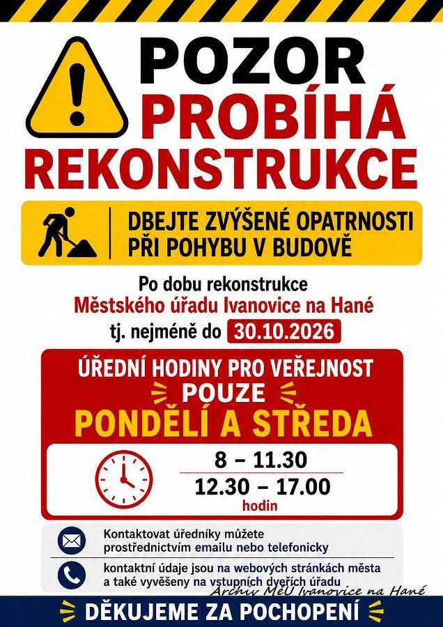 001_oznameni.jpg - Ivanovice na Hané 25. 6. 2026 – oznámení o rekonstrukci budovy Kulturního domu a MěÚ.