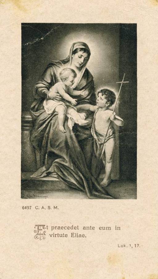 018_Chvalkovice_sveceni_zvonu_aw.jpg - Chvalkovice na Hané 1. 6. 1924 - Na památku svěcení zvonů, věnovaných v upomínku padlých vojínů ve Chvalkovicích. Celý text: Luk. 1,17  Et ipse praecedet ante illum in spiritu et virtute Eliae, ut convertat corda patrum in filios et incredibiles ad prudentiam iustorum, parare Domino plebem perfectam ". Luk. 1,17 a půjde před ním v duchu a moci Eliášově, aby obrátil srdce otců k dětem a neposlušné k rozumnosti spravedlivých, aby připravil dokonalý lid pro Hospodina.